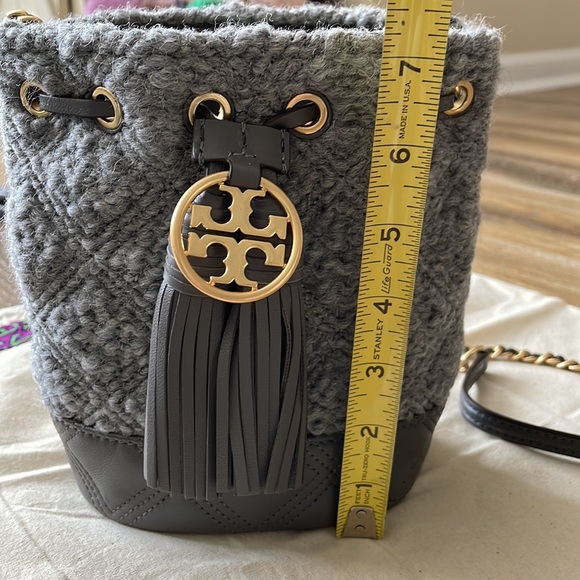 Tory Burch Fleming Soft Boucle Mini Bucket Bag Carbon Style 89764 NWT - Picture 11 of 16